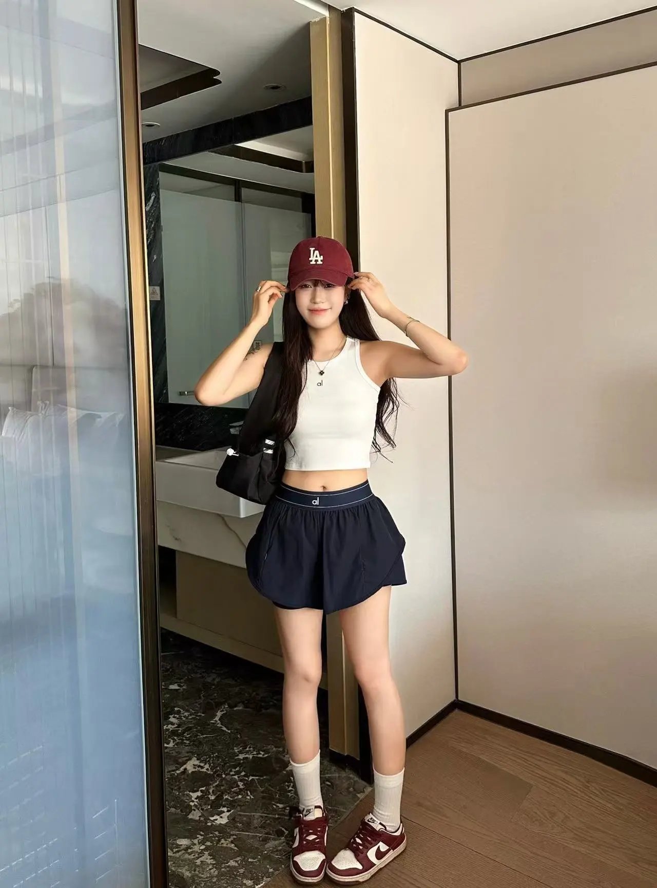 alo Shorts High-Waisted Layered Athletic — 22