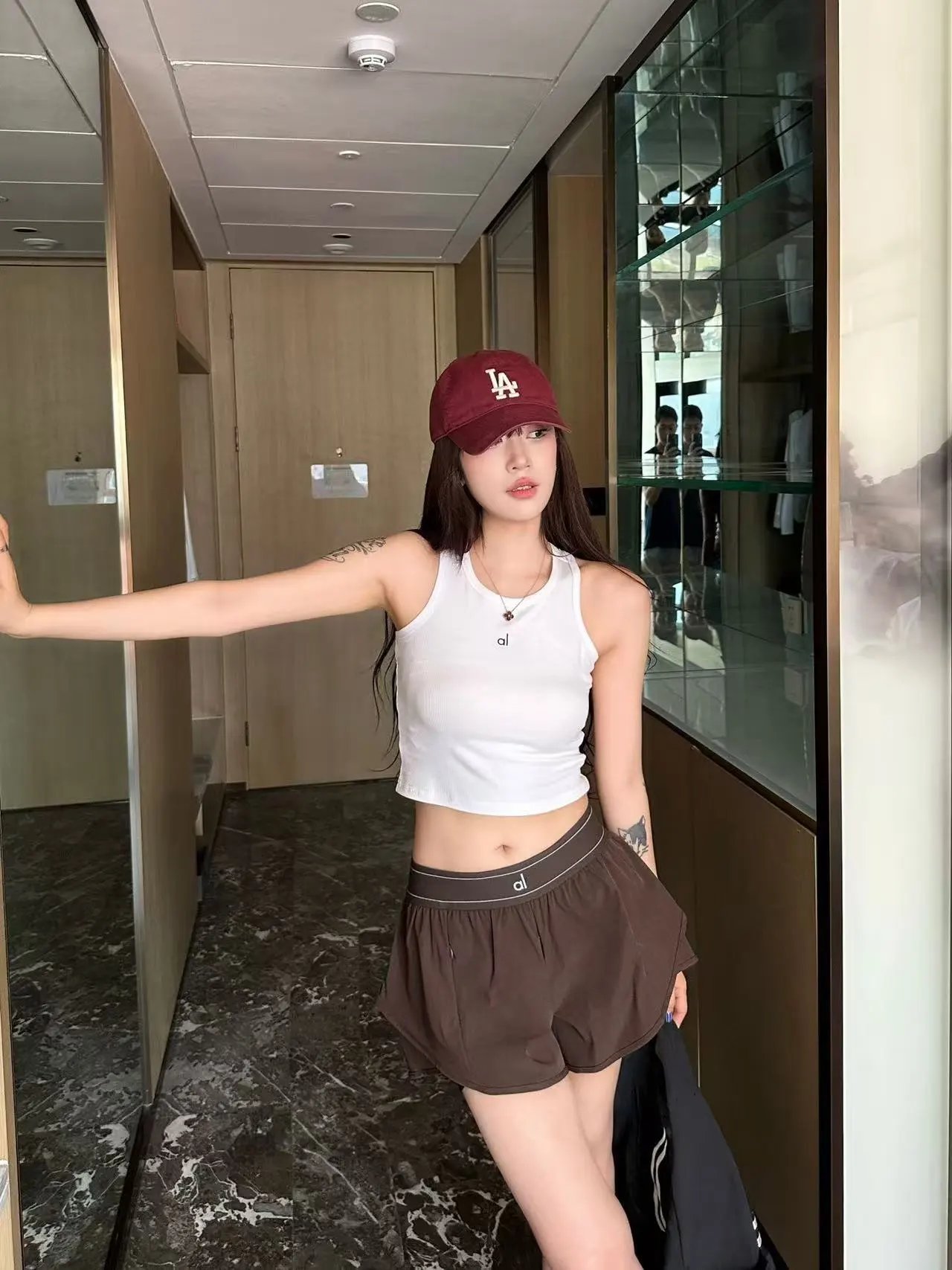 alo Shorts High-Waisted Layered Athletic — 24