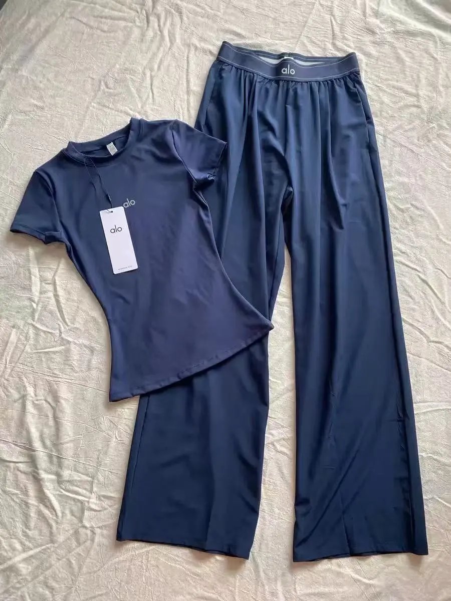 Alo Yoga Trousers Wide-Leg Elastic-Waist — 37