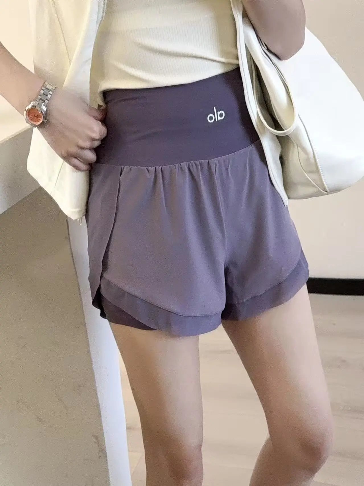 alo Shorts High-Waisted Layered Athletic — 28