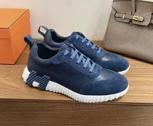 Hermès Sneakers Suede and mesh lace-up with lug soles — 8