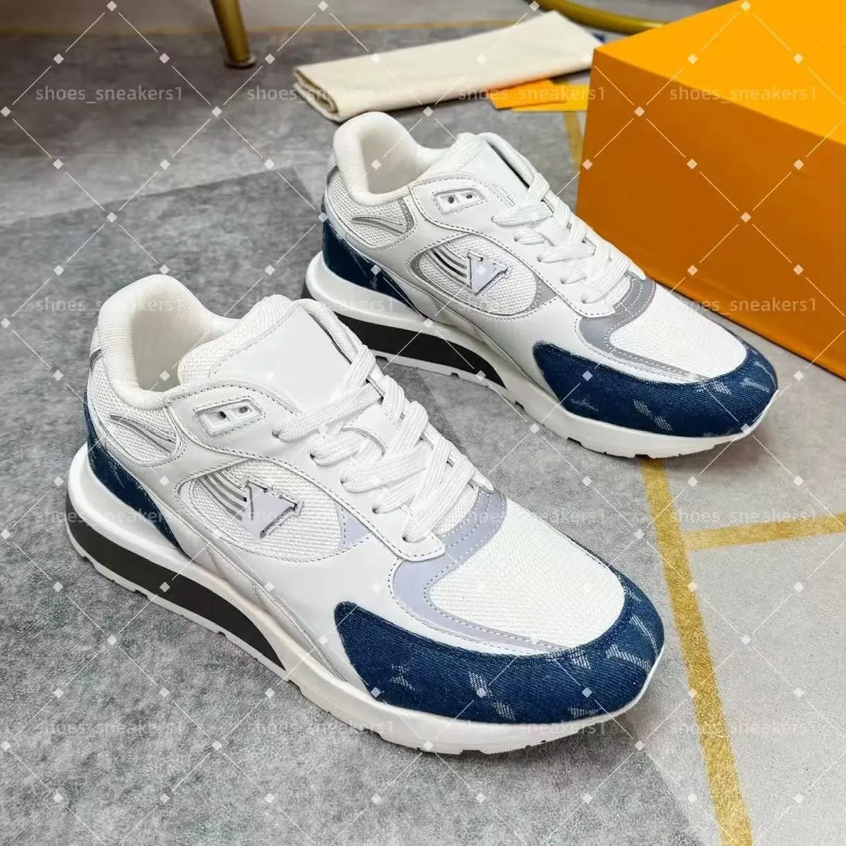 Louis Vuitton Sneakers Low-top mesh and suede lace-up with LV monogram panels — 7