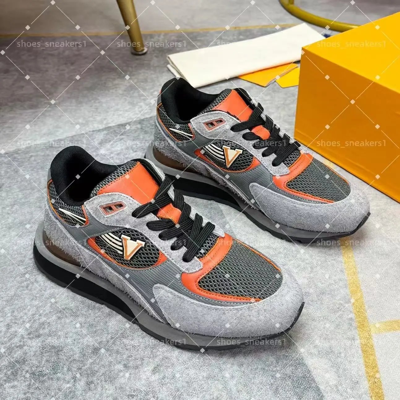 Louis Vuitton Sneakers Low-top mesh and suede lace-up with LV monogram panels — 4