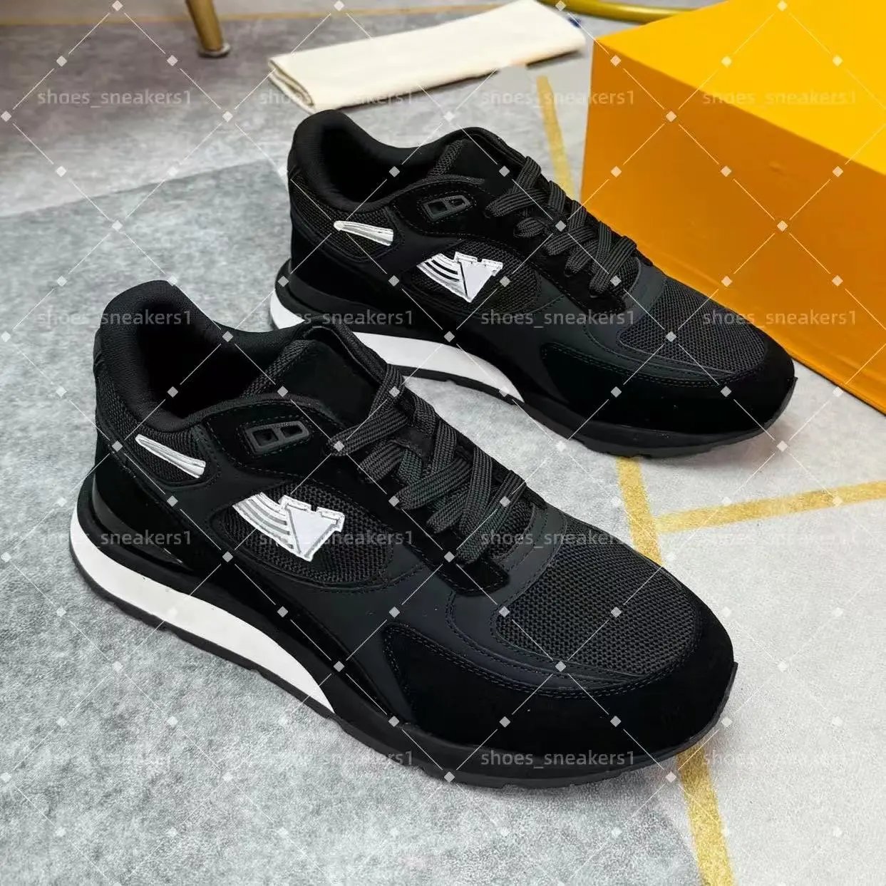 Louis Vuitton Sneakers Low-top mesh and suede lace-up with LV monogram panels — 18