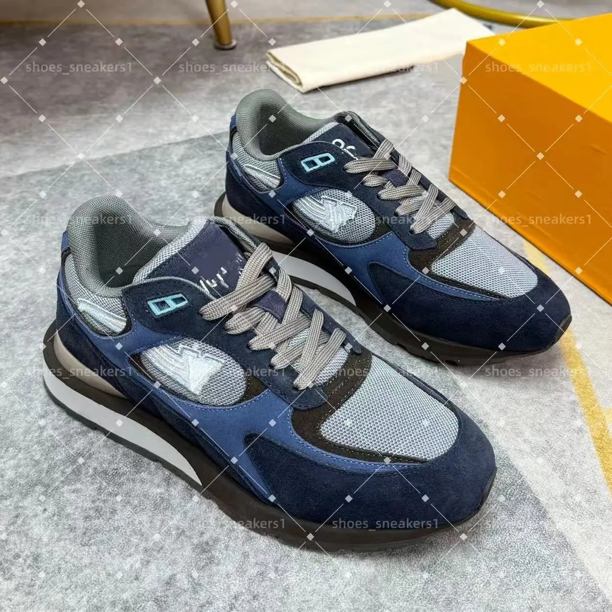 Louis Vuitton Sneakers Low-top mesh and suede lace-up with LV monogram panels — 6