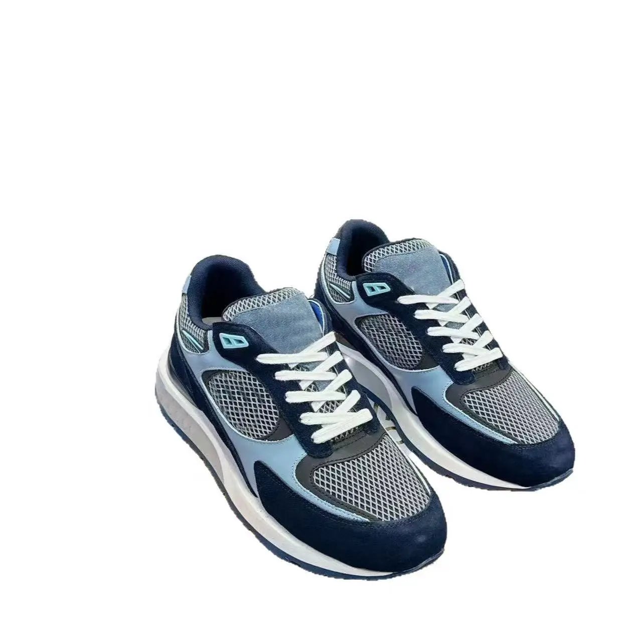 Louis Vuitton Sneakers Low-top mesh and suede lace-up with LV monogram panels — 24