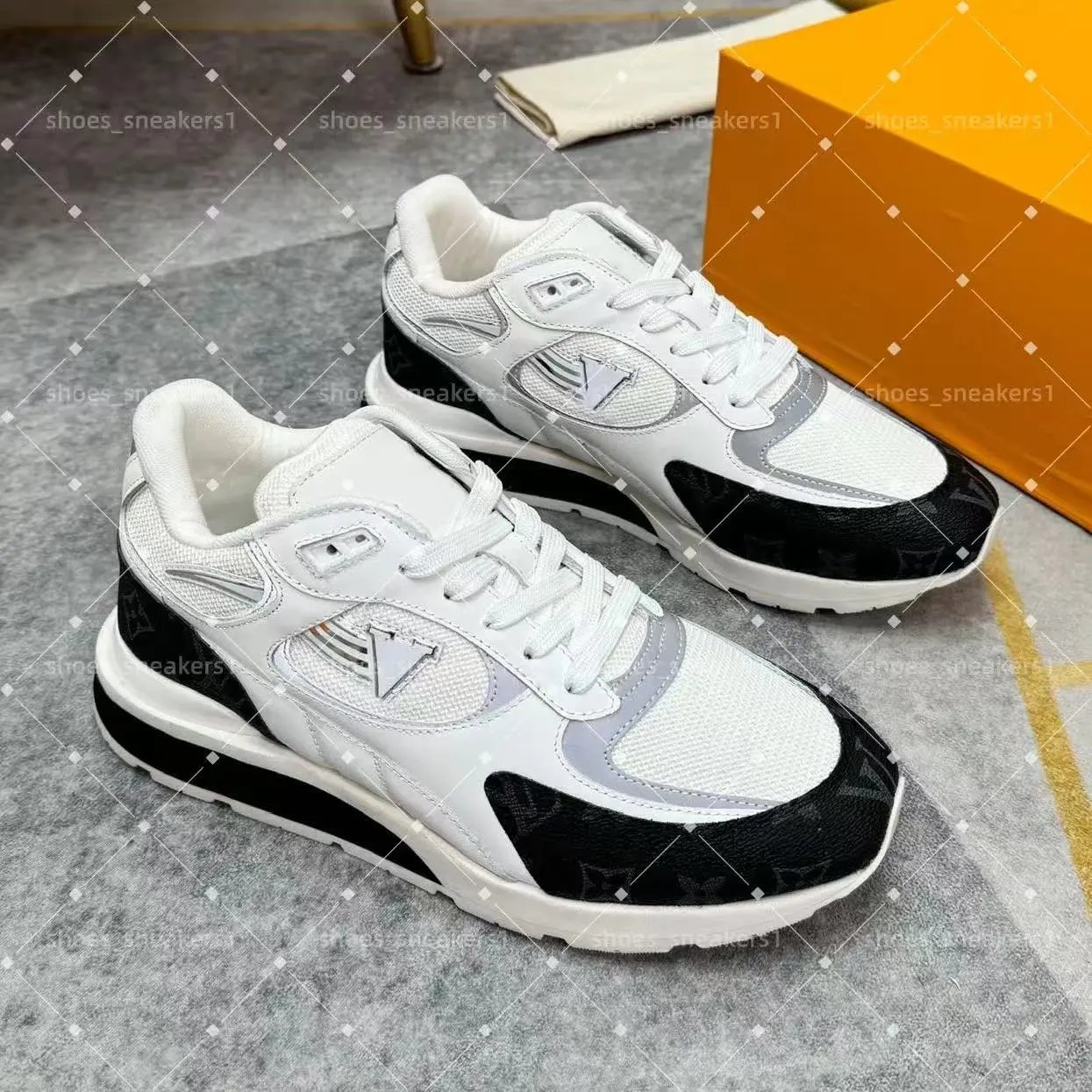Louis Vuitton Sneakers Low-top mesh and suede lace-up with LV monogram panels — 11