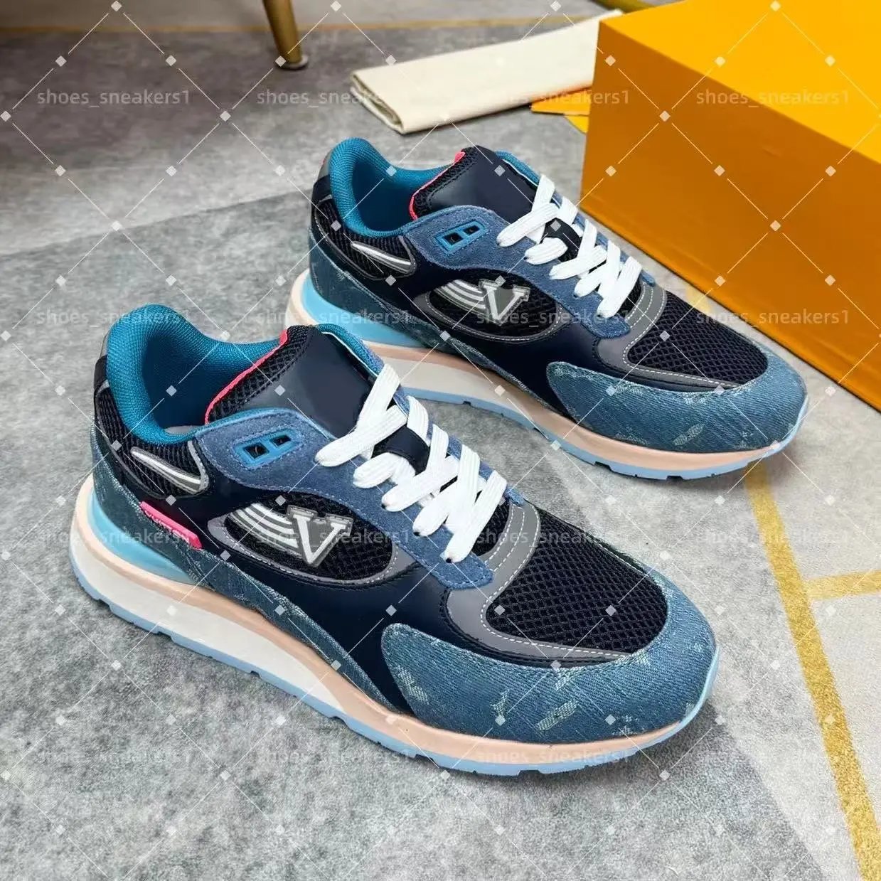 Louis Vuitton Sneakers Low-top mesh and suede lace-up with LV monogram panels — 16