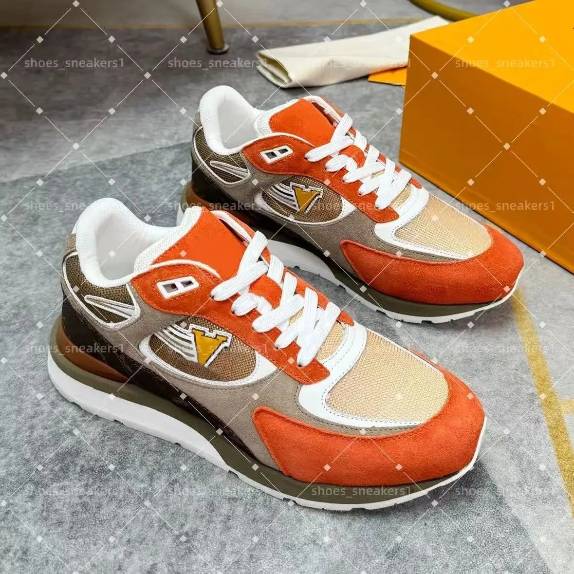Louis Vuitton Sneakers Low-top mesh and suede lace-up with LV monogram panels — 2