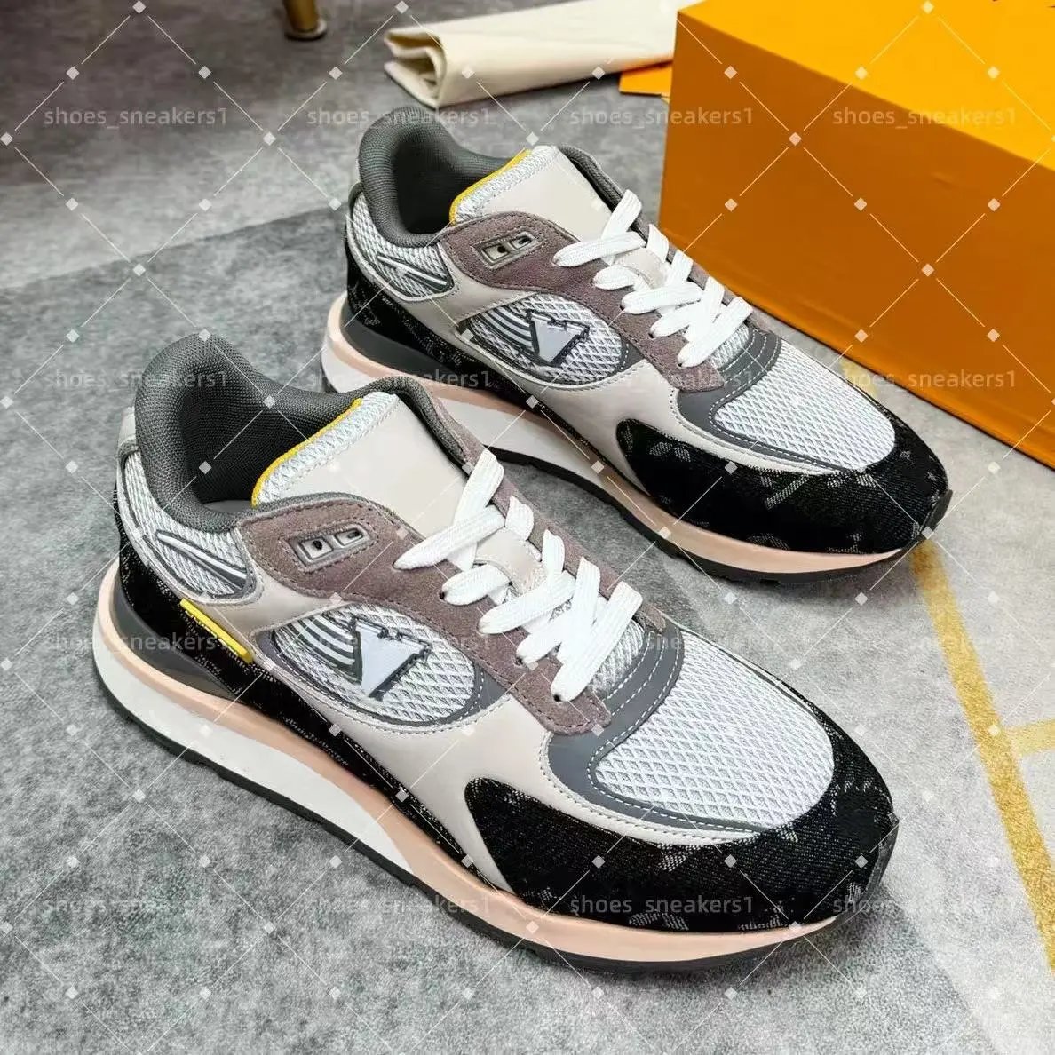 Louis Vuitton Sneakers Low-top mesh and suede lace-up with LV monogram panels — 9