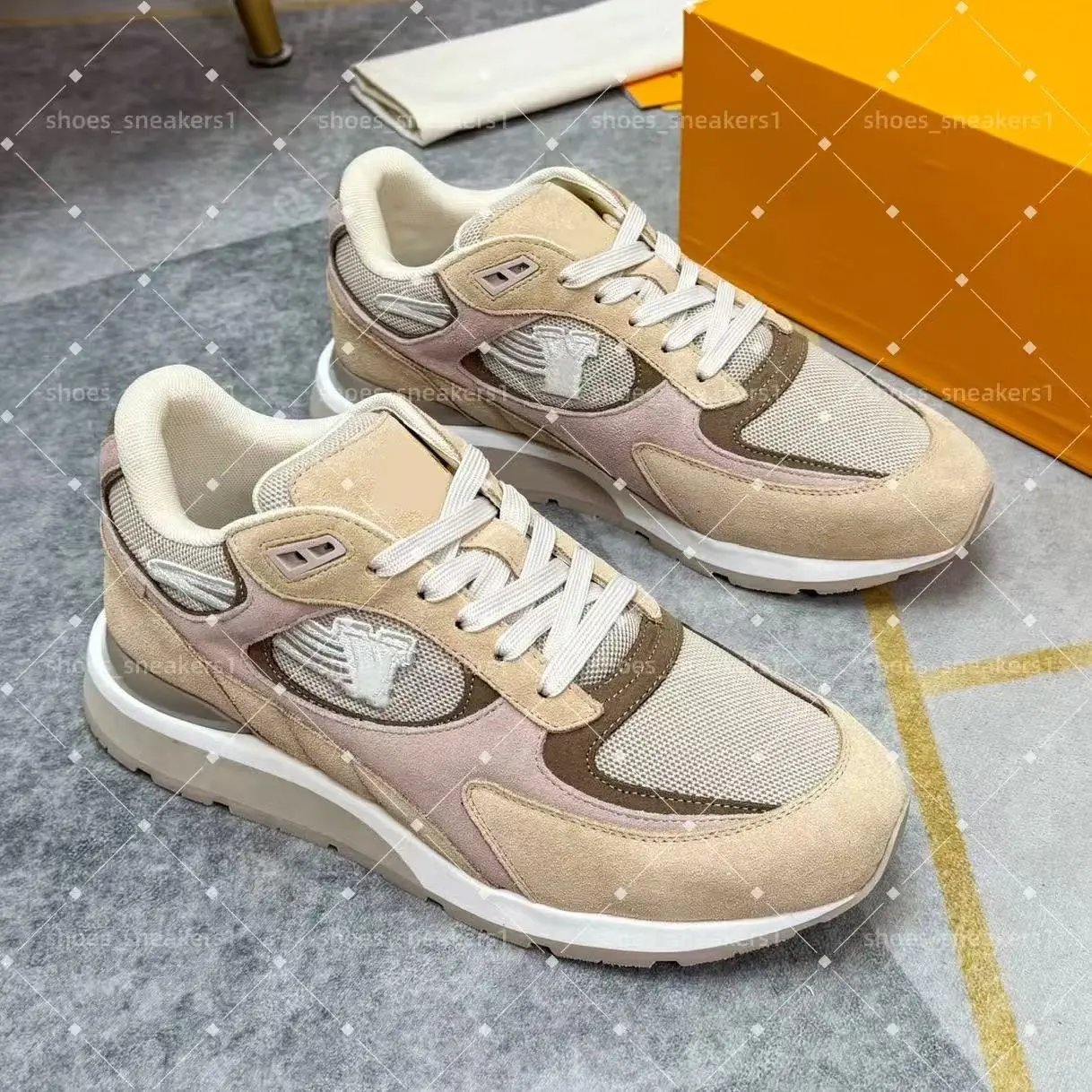 Louis Vuitton Sneakers Low-top mesh and suede lace-up with LV monogram panels — 14