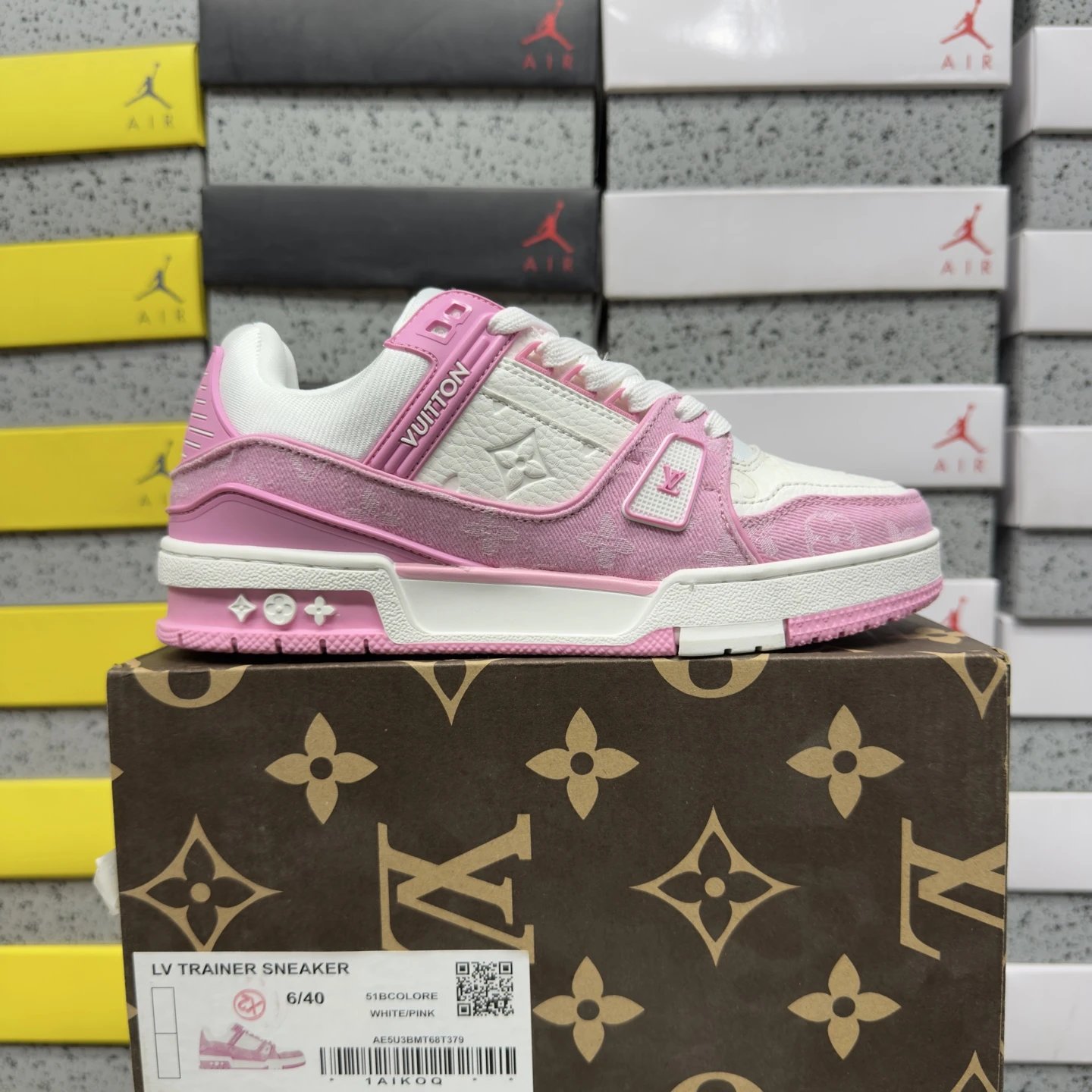 WHITE/PINK 粉白牛仔