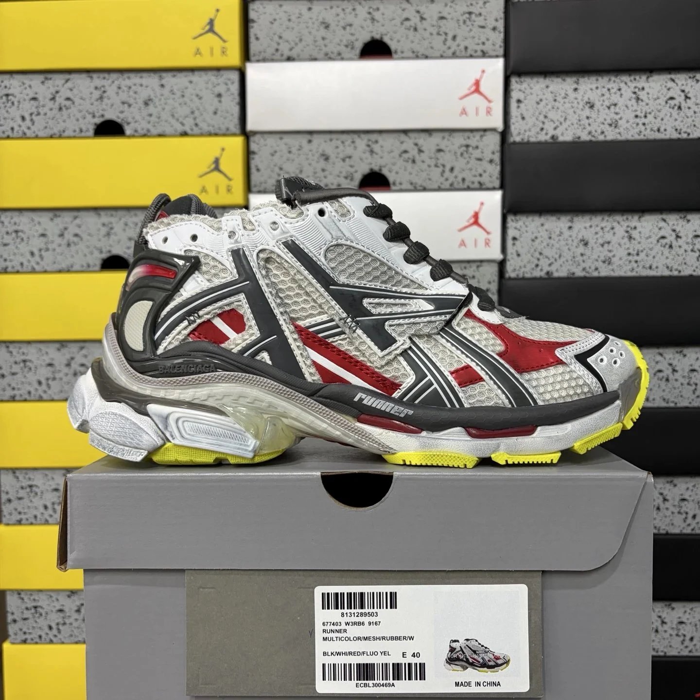 Balenciaga Runner Black White Red Fluo Yellow 677403-W3RB6-9167