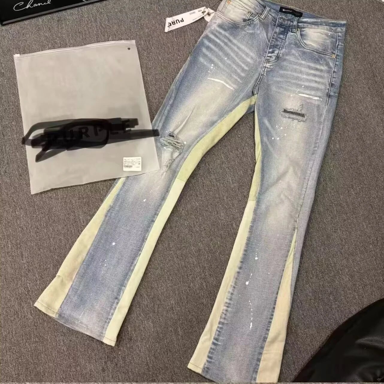 D Jeans Skinny Ripped Jeans 美式高街补丁破洞修身男裤牛仔裤子
