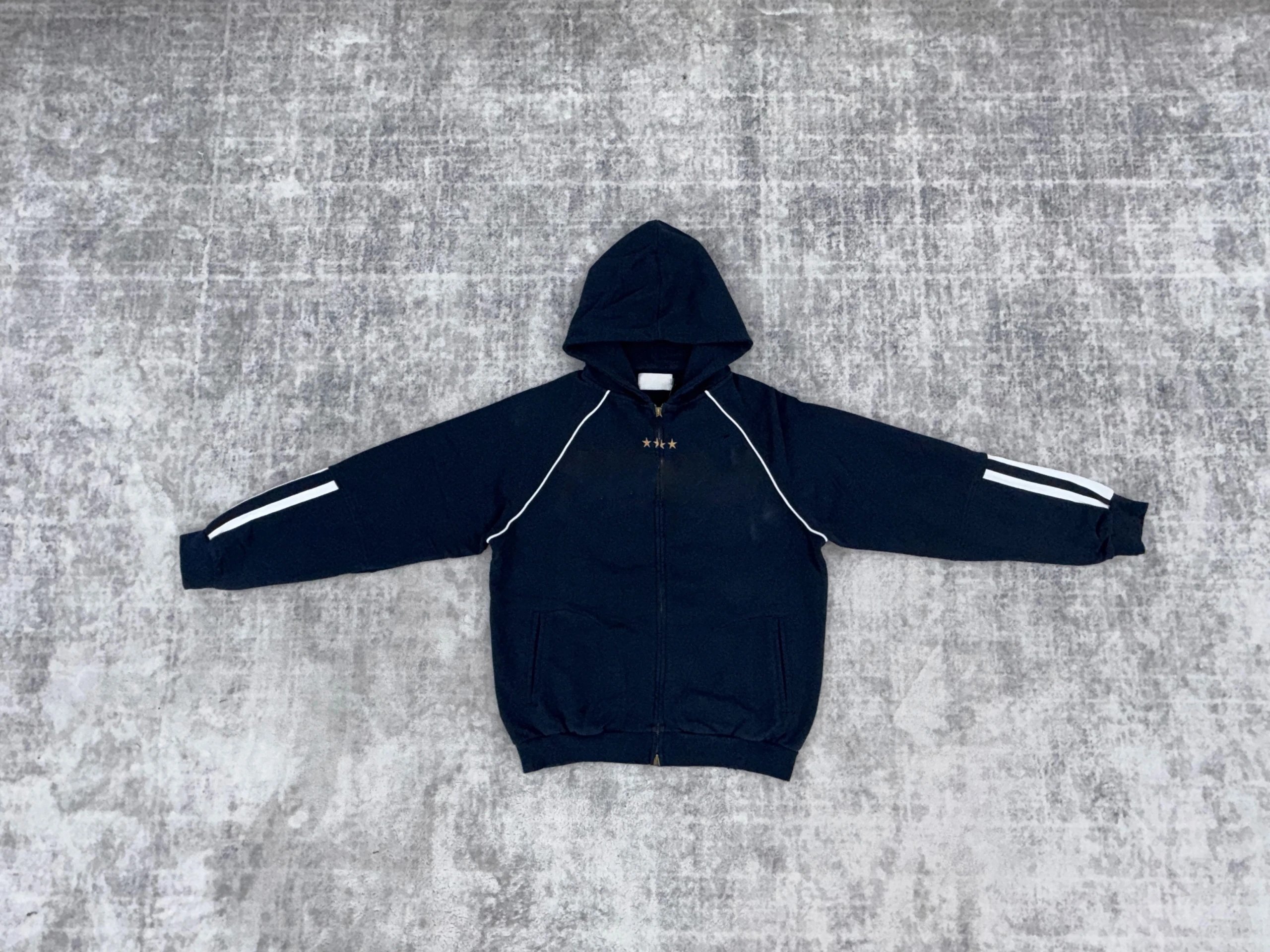 SC style front middle split letter zipper hoodie