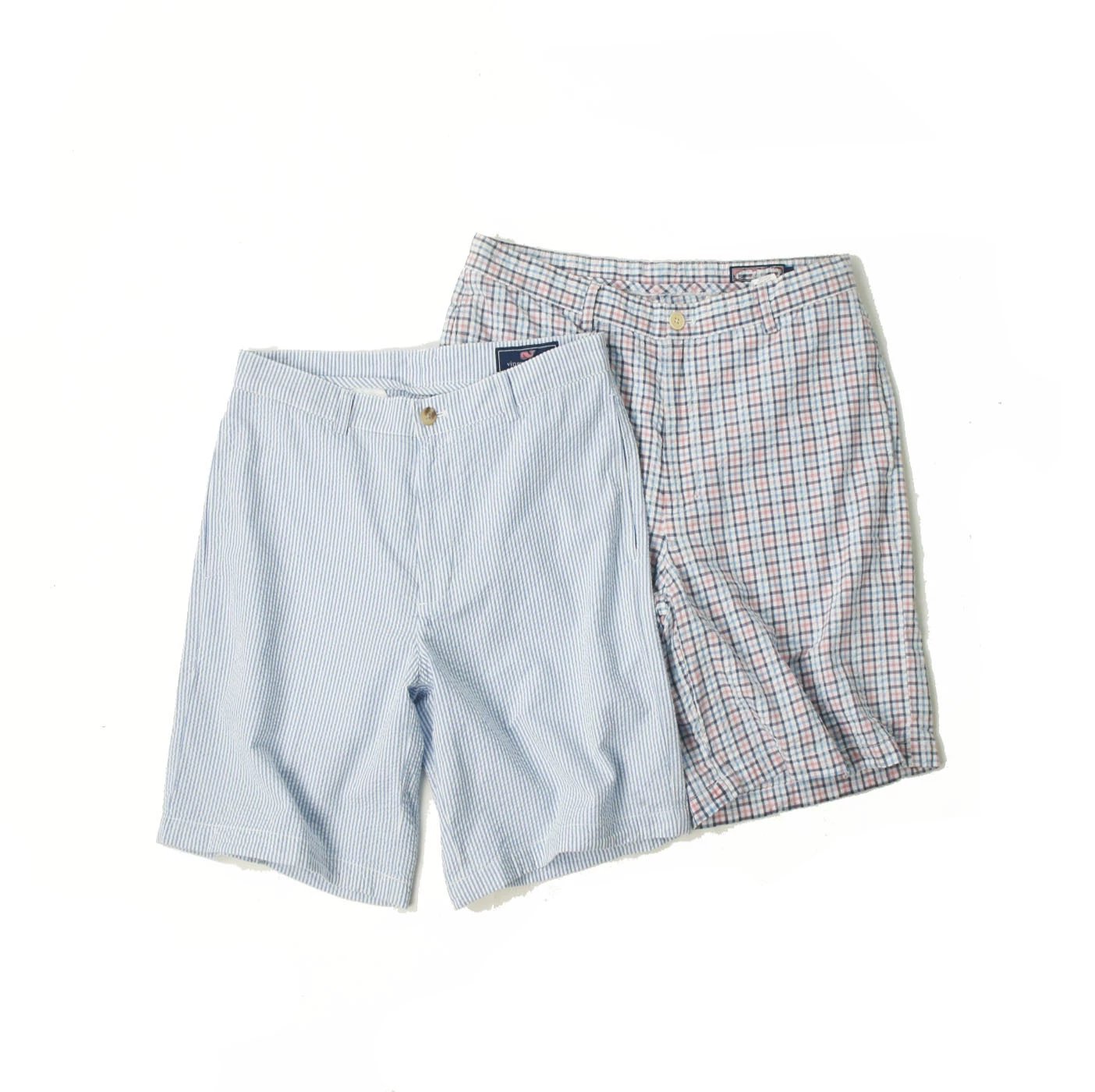 Striped Grid Relaxed Shorts