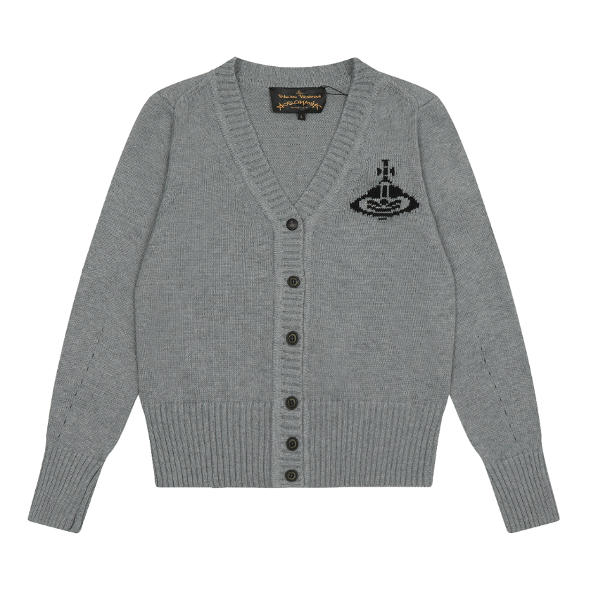 Vivienne Westwood Knitwear V-neck plaid and houndstooth knit sweater — 17