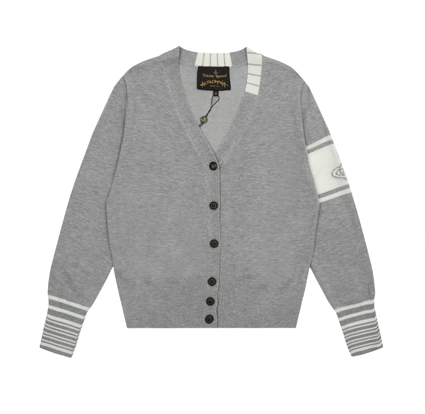 Vivienne Westwood Knitwear V-neck plaid and houndstooth knit sweater — 31
