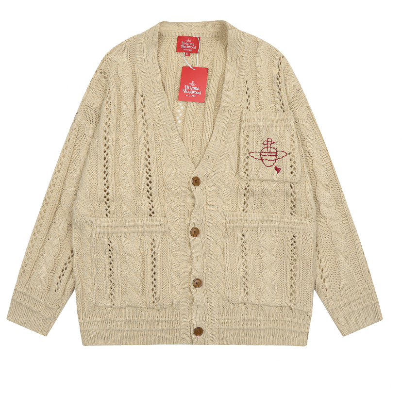 Vivienne Westwood Knitwear V-neck plaid and houndstooth knit sweater — 3