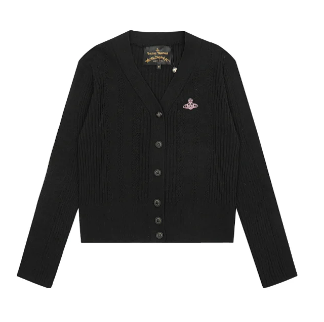 Vivienne Westwood Knitwear V-neck plaid and houndstooth knit sweater product detail image 9