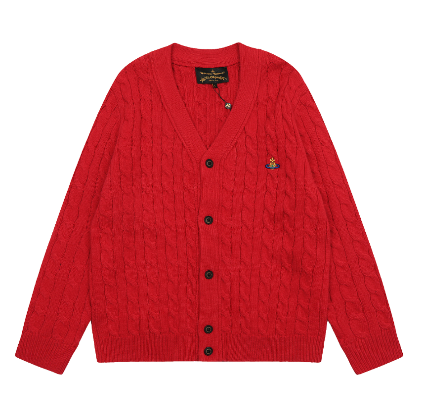 Vivienne Westwood Knitwear V-neck plaid and houndstooth knit sweater — 11