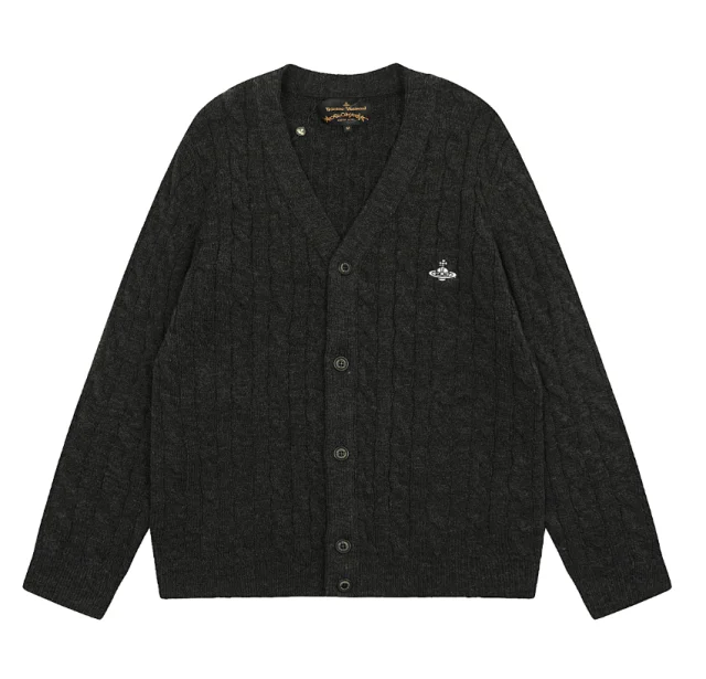 Vivienne Westwood Knitwear V-neck plaid and houndstooth knit sweater product detail image 12