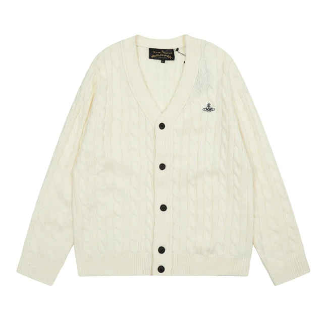 Vivienne Westwood Knitwear V-neck plaid and houndstooth knit sweater product detail image 11