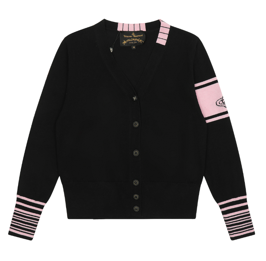 Vivienne Westwood Knitwear V-neck plaid and houndstooth knit sweater — 32
