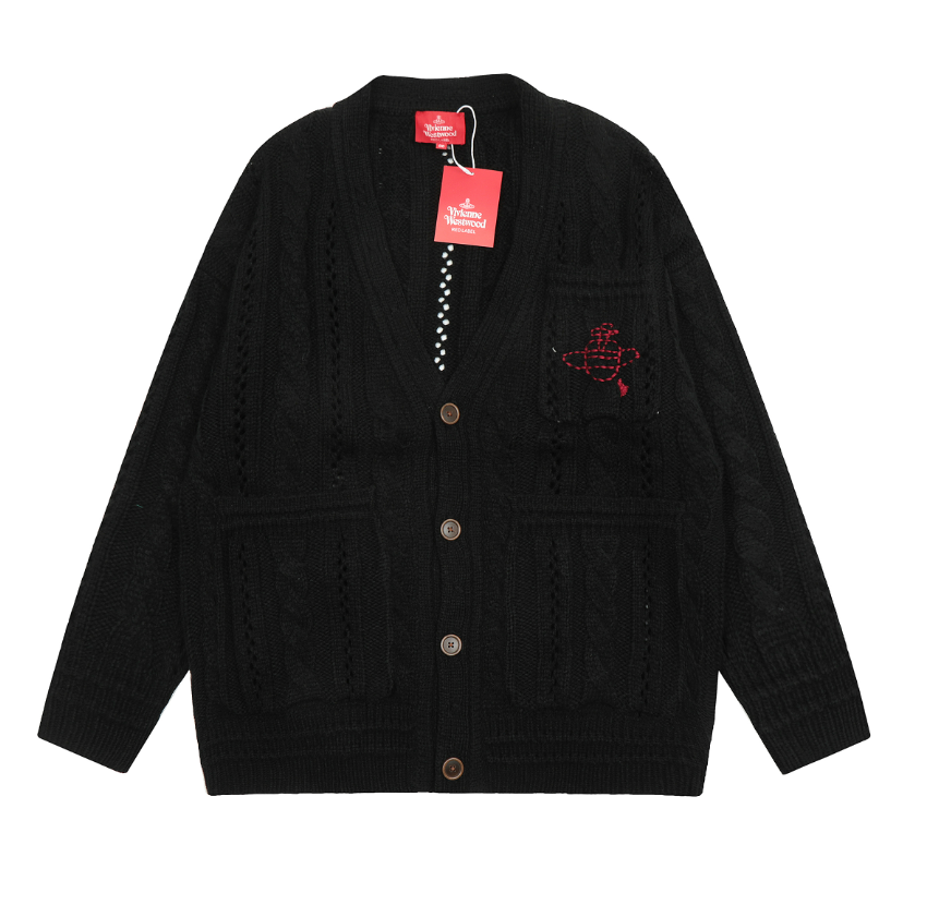 Vivienne Westwood Knitwear V-neck plaid and houndstooth knit sweater — 4