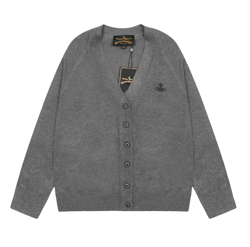 Vivienne Westwood Knitwear V-neck plaid and houndstooth knit sweater — 39
