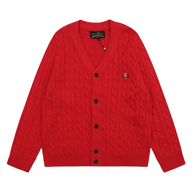 Vivienne Westwood Knitwear V-neck plaid and houndstooth knit sweater product detail image 6