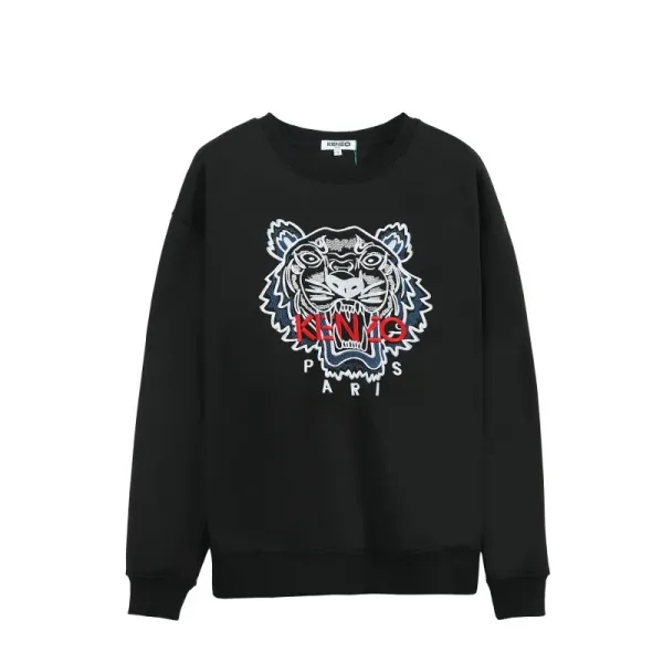 Kenzo Tiger Embroidered Black Hoodie - 1
