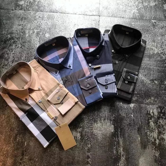 BBR 4-Color Classic Check Plaid Shirt for Men, Long Sleeve Premium Shirt with Natural Mother-of-Pearl Buttons