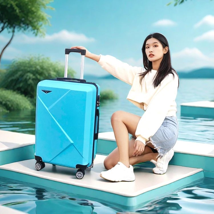 Unbranded Travel Bags Hard-Shell Spinner Suitcase — Light Blue-Deluxe