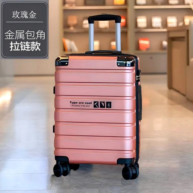 Unbranded Travel Bags Hard-Shell Spinner Suitcase — Metal corner-rose gold