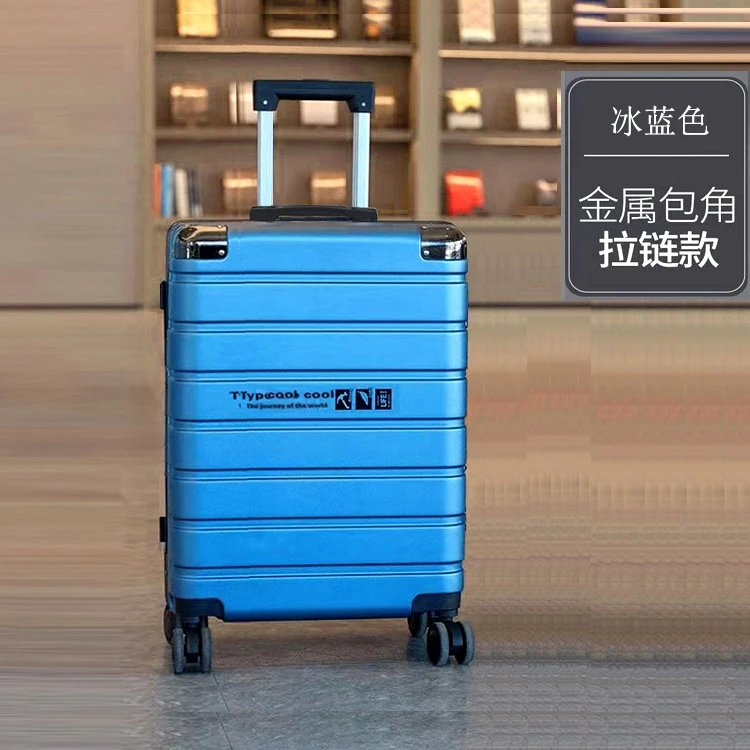 Unbranded Travel Bags Hard-Shell Spinner Suitcase — Metal corner-ice blue