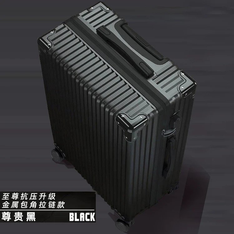 Unbranded Travel Bags Hard-Shell Spinner Suitcase — Supreme Anti-pressure Top Ten Enclosing Corner Protectors-Noble Black