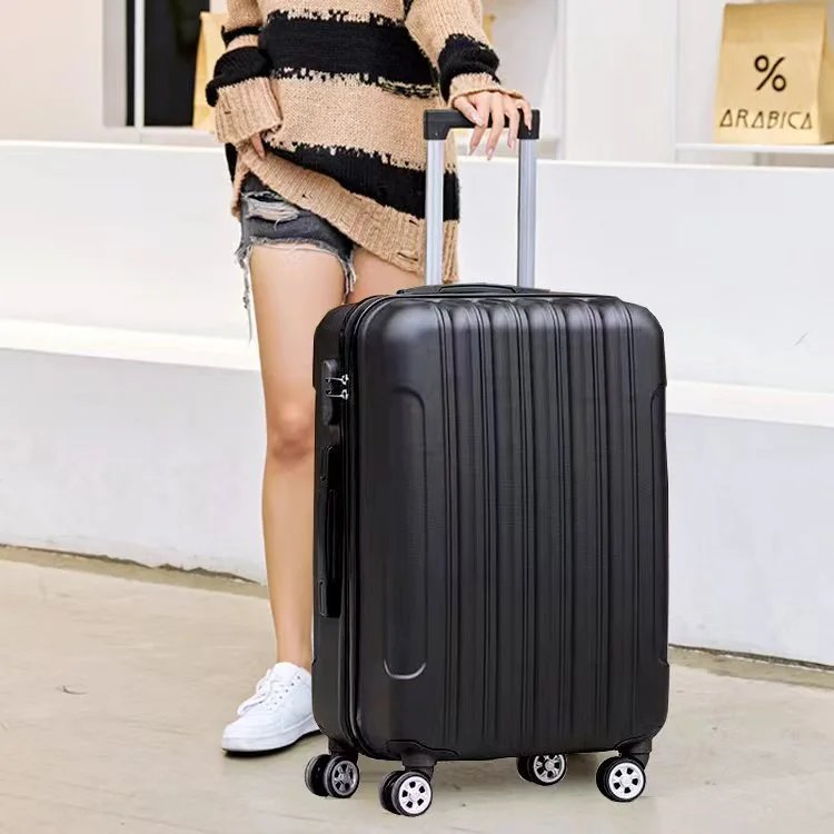 Unbranded Travel Bags Hard-Shell Spinner Suitcase — Black-Striped