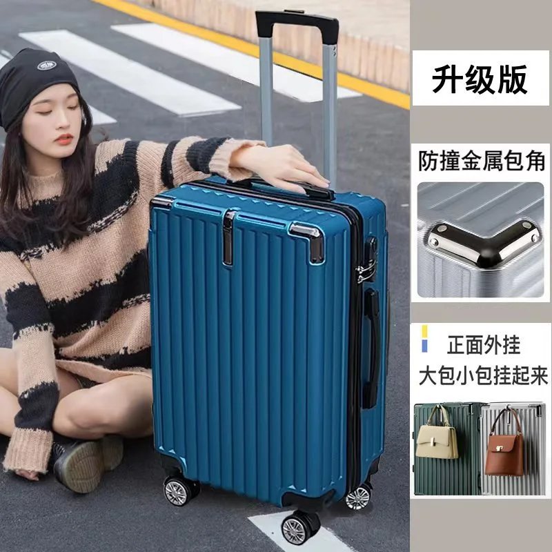 Unbranded Travel Bags Hard-Shell Spinner Suitcase — Sapphire Blue-Hook Steel Corner