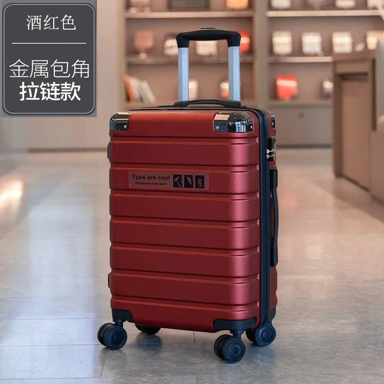 Unbranded Travel Bags Hard-Shell Spinner Suitcase — Metal corner-wine red