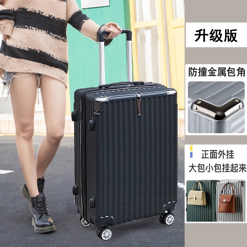 Unbranded Travel Bags Hard-Shell Spinner Suitcase — Distinguished Black-Hook Steel Corner