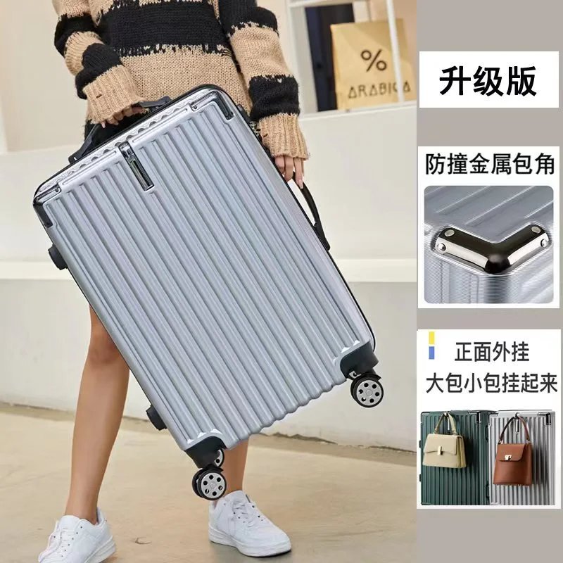 Unbranded Travel Bags Hard-Shell Spinner Suitcase — Luxury Silver-Hook Steel Corner