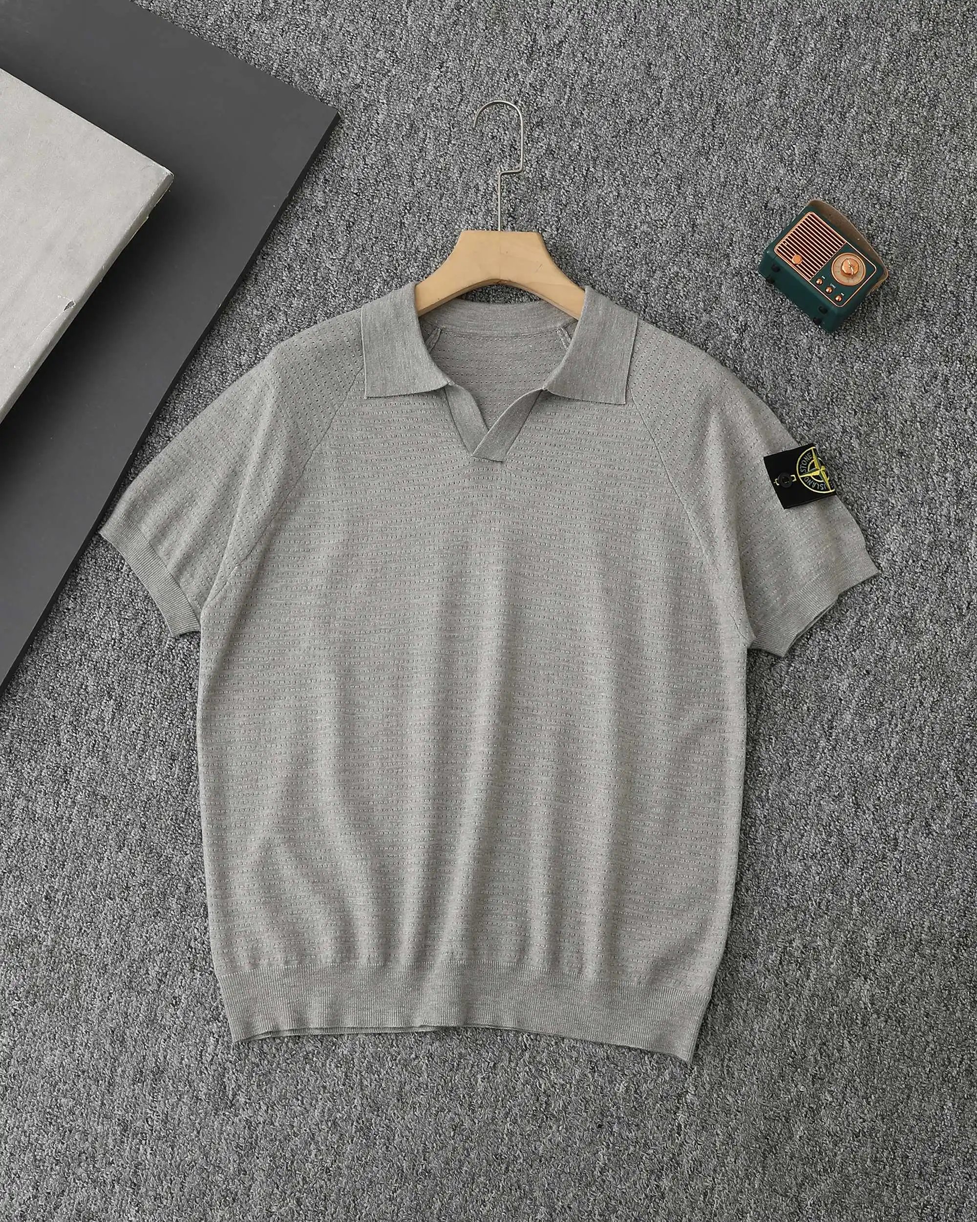 Moncler Knit Henley Polo White Polo Shirt - 8