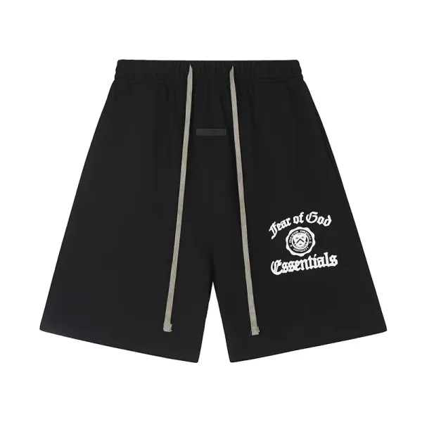 Fear of God Essentials Logo-Print Drawstring Shorts Black - 1