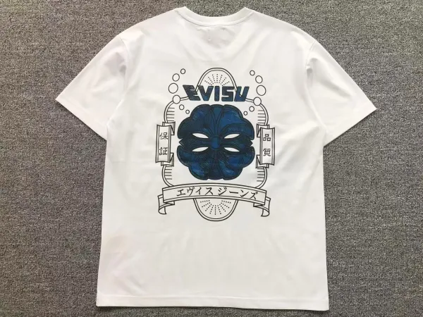 Evisu Mask Print White T-Shirt - 1