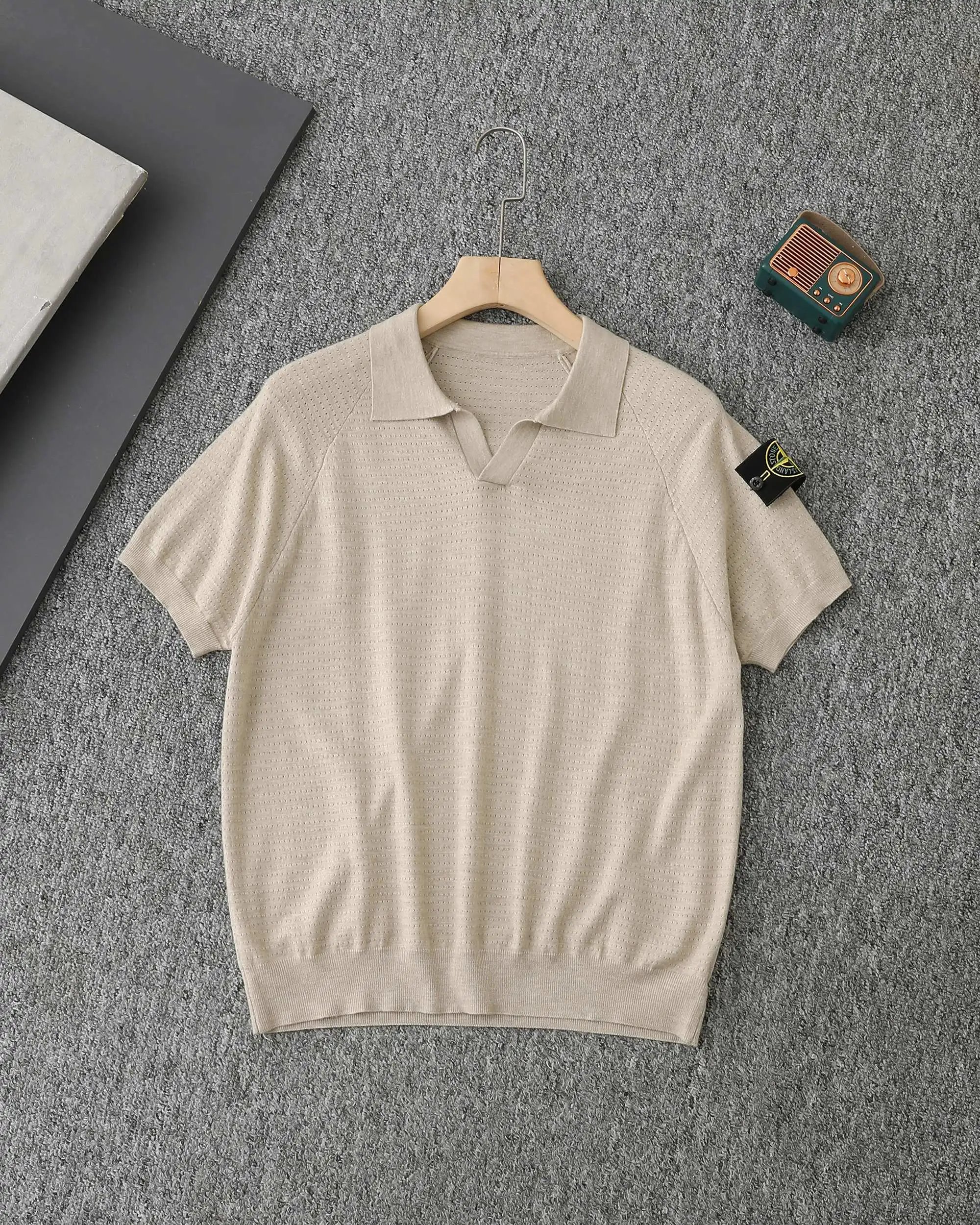 Moncler Knit Henley Polo White Polo Shirt - 6