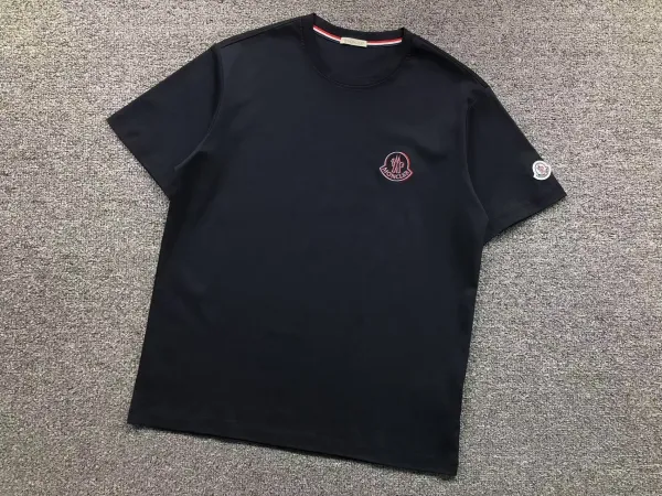 Moncler Logo Embroidered Black T-Shirt - 1
