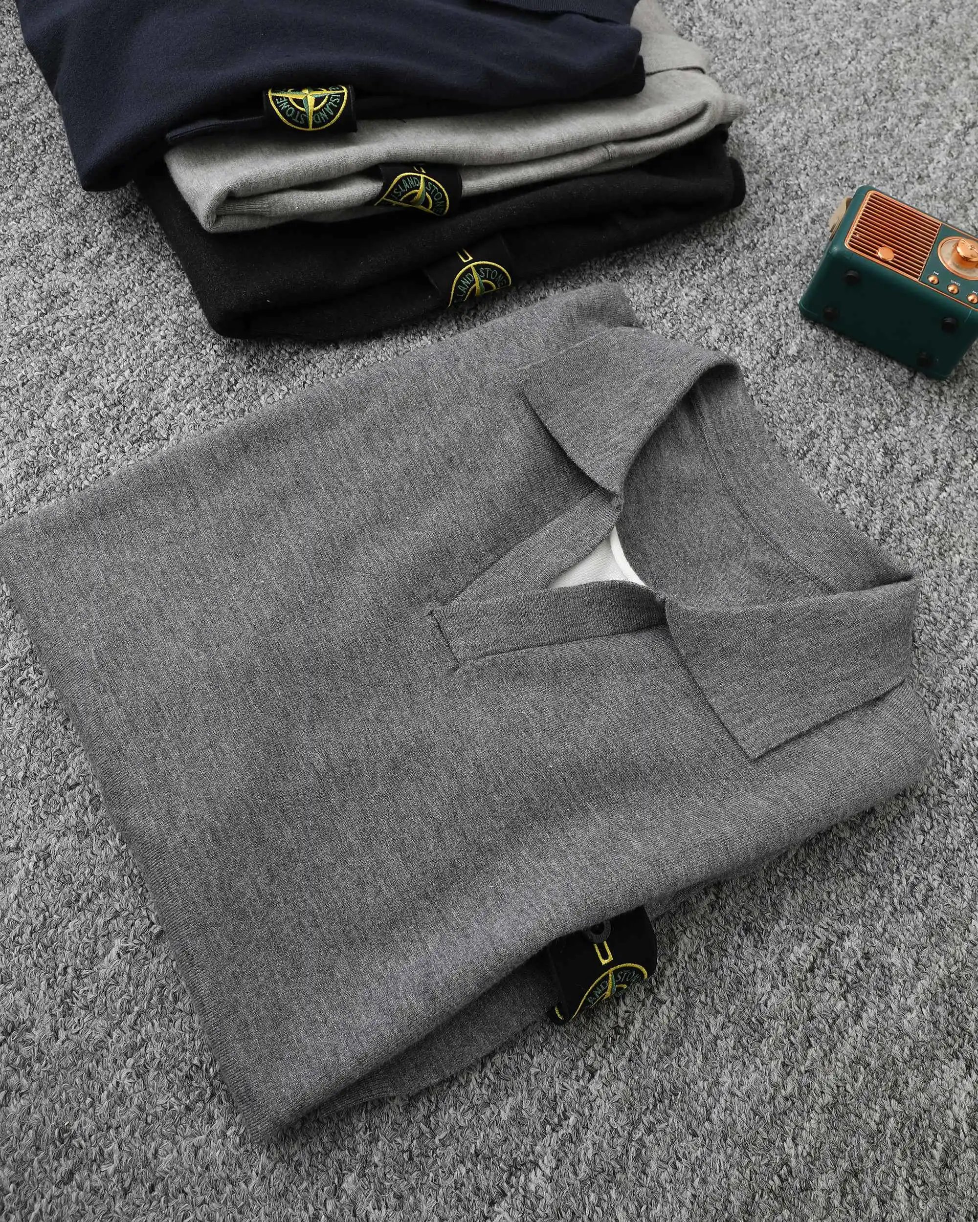 Moncler Knit Henley Polo White Polo Shirt - 4