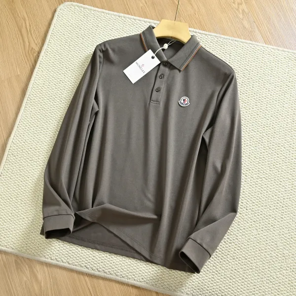 Moncler Polo Shirt Gray Long-Sleeve - 1