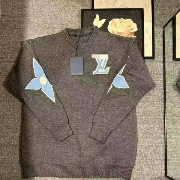 Louis Vuitton Monogram Flower Knit Sweater Gray - 1